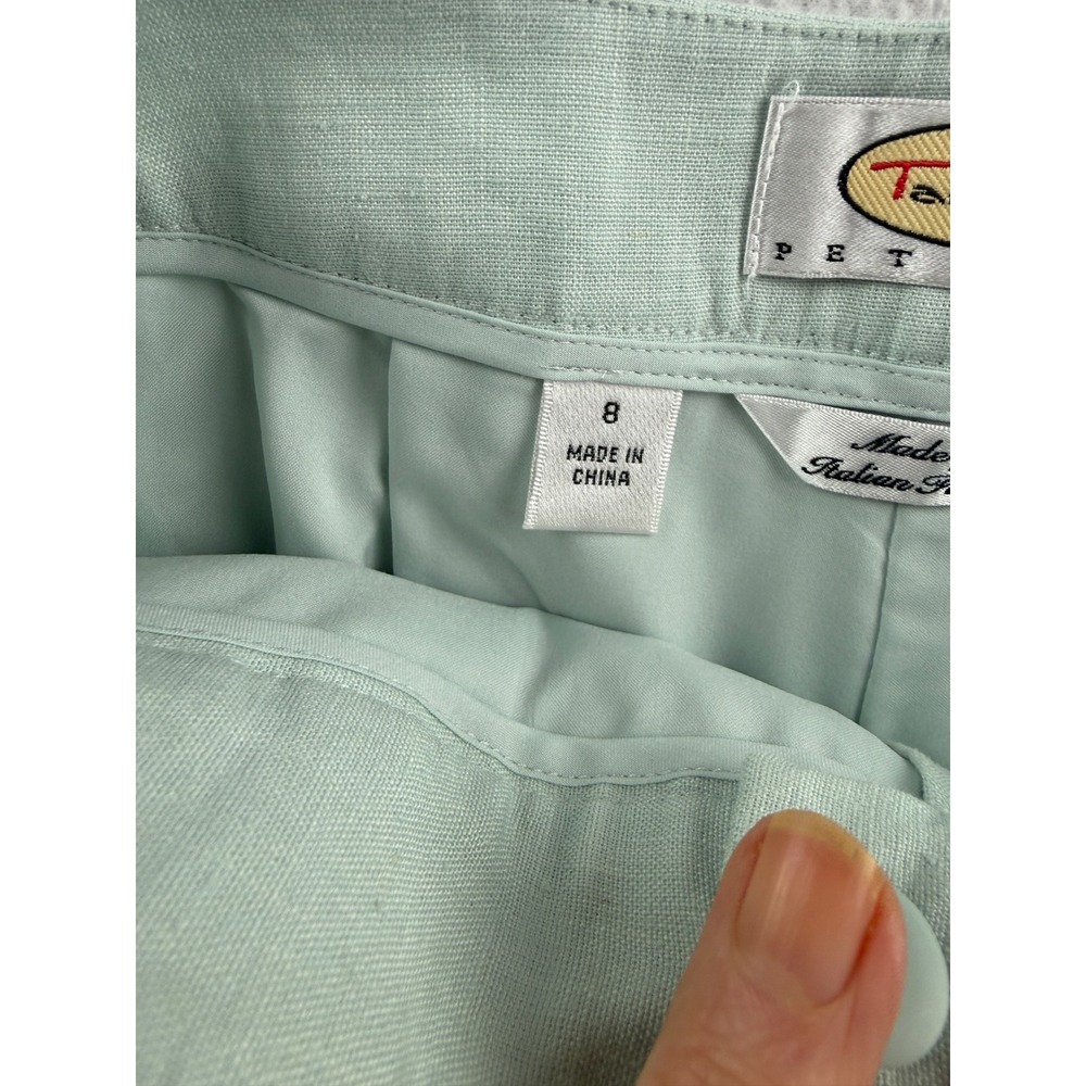 Talbots Petites Sage Green Linen Blend Wide Leg Trousers Pants Size 8P Italian - Picture 5 of 8